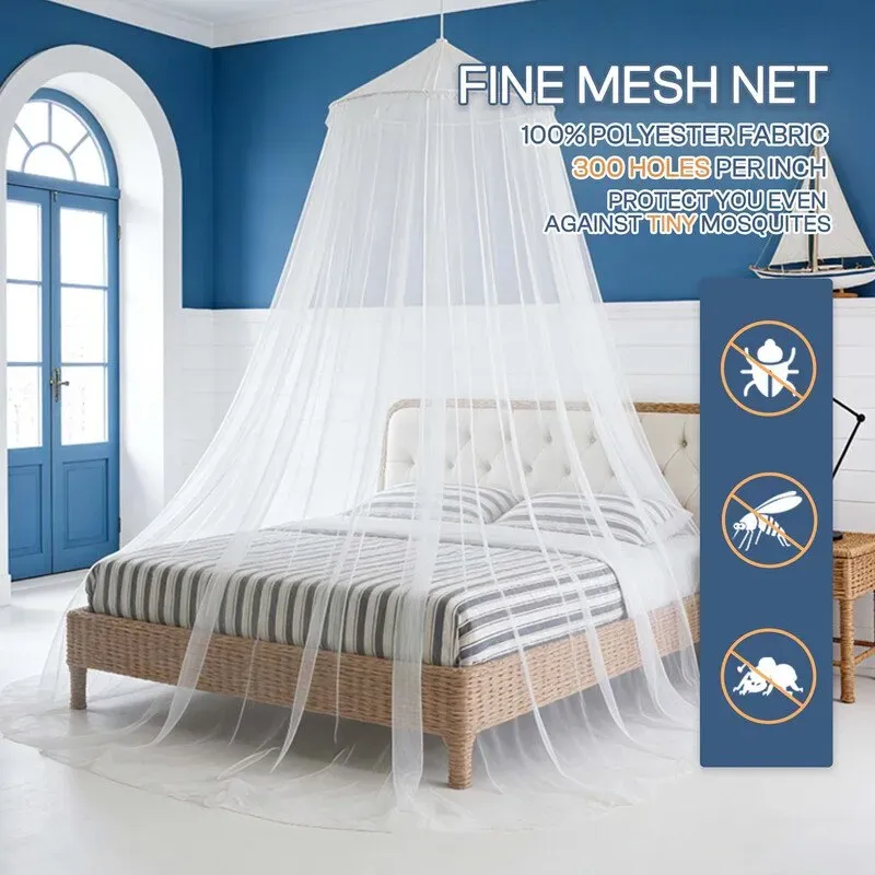 LeBonsoir Moskitonetz zum Schutz vor Mücken im Sommer, für den Einsatz im Innenbereich, beim Camping und auf Reisen, inkl. Aufbewahrungstasche und platzsparenden Klemmträgern ohne Bohren, passend für verschiedene Größen, weiß