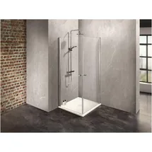 Dusbad Vital 2 Eckdusche mit Pendeltür links 100 x 90 cm silber ESG-Glas