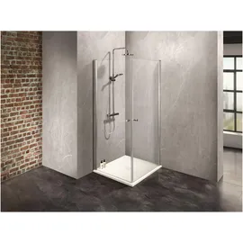 Dusbad Vital 2 Eckdusche mit Pendeltür links 100 x 90 cm silber ESG-Glas
