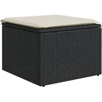 vidaXL Gartenhocker mit Kissen 55 x 55 x 37 cm schwarz
