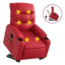 vidaXL Massagesessel mit Aufstehhilfe Kunstleder 93 x 99,5 x 93 cm Rot