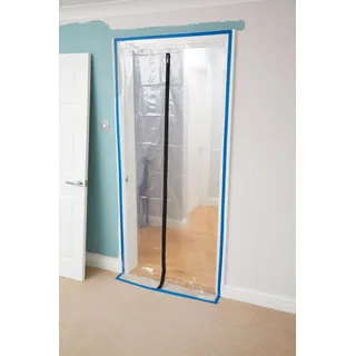ProDec Tür-Staubschutz mit Reißverschluss, robuste transparente Polyethylenfolie zur Verhinderung von Staubübertragung zwischen Raumbereichen bei Renovierungen, Bauarbeiten und Bauarbeiten