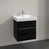 Villeroy & Boch Collaro Waschtischunterschrank C008B0AB 55,4x54,6x44,4cm, Waschbecken mittig, LED-Beleuchtung, Black oak
