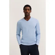 Bugatti V-Ausschnitt-Pullover BUGATTI "Basic Essential", Herren, Gr. XL, blau (hellblau), Sweatware, 100% Baumwolle, regular fit, V-Ausschnitt, Rippbündchen, Pullover, aus reine Baumwolle