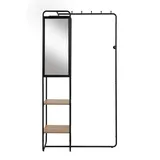 Finori Kompaktgarderobe Spiegel, Ablagen, schwarz / Dekor Artisan Eiche - 100x185x37 (BxHxT) schwarz