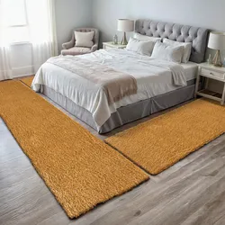 Hochflor-Bettumrandung "My Shaggy", gold (goldgelb), H:37mm, Obermaterial: 100% Polypropylen, MYFLAIR MÖBEL & ACCESSOIRES, Bettumrandung, Shaggy, Uni-Farben, leicht glänzend, extra flauschig, Läufer-Set
