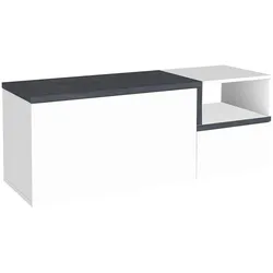 Dmora Eingangsmöbel Flavio, Moderner multifunktionaler Eingangsbereich, Mehrzweckschrank für Eingangsbereich, cm 120x40h54, glänzend weiß und Schiefer