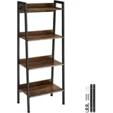 Tectake tectake® Leiterregal, Industrial Style, mit 4 offenen Fächern mit verstellbarem Einlegeboden, inklusive Kippschutz, 57,5 x 34 x 138 cm