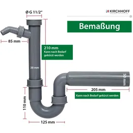 Kirchhoff Siphon Küchenspüle Eco Save 50 mm aus recyceltem Kunststoff-Anschluss