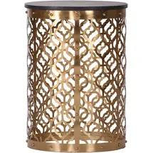 LEONIQUE »Menton« mit kunstvollem Metallgestell in gold und dunkler Massivholzplatte