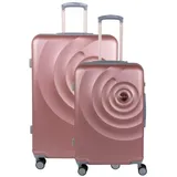 Crosstravel Kofferset Amy, 4 Rollen, (Größe M+L, 2 tlg., Hartschalen Trolley Set), Robuste Hartschale mit TSA-Schloss und Wasserabweisender Oberfläche rosa