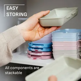 Emsa Variabolo Brotdosen-Set 4-tlg., für unterwegs, platzsparend, verschieden färbige Halbschalen, mehrere Farbkombinationen spülmaschinenfest, Grau/Pink, N1111000