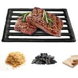 PORFOYO Kaminrost Gusseisen, 25.5 X 17cm Feuerrost Grillkamin Rechteckig, Stärke 10 Mm Kaminofen Rost, Massiv & Hitzebeständig Gusseisen Gitter Für Ofen, Kamin, Grill Oder Küchenofen