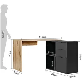 mokebo Eckschreibtisch Der Produktive Eiche / Schwarz