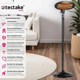 Tectake Infrarotheizstrahler Solaria Monolith 2000W höhenverstellbar - schwarz - Schwarz