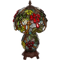 Lampe im Tiffany-Stil Libelle, Schmetterling edel, Rose Dekorationslampe, Tiffany Stil, Glaslampe, Leuchte,Tischlampe, Tischleuchte (Tiff 182 Glasfuß)