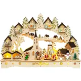 SIKORA Schwibbogen LB71 beleuchteter LED Holz Schwibbogen WEIHNACHTSDORF Trafo