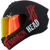 Broken Head Integralhelm Adrenalin Therapy 4X Rot + Rot Verspiegeltes Visier