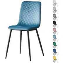 mcc direct Esszimmerstühle lexi im 4er Set, mit Samtbezug - Metallbeinen, Designerstuhl, Hellblau