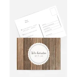 Antwortkarten Hochzeit selbst gestalten mit Spruch und Fotos im Onlinedesigner bei Meine-Kartenmanufaktur.de