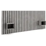 SKRAUT HOME Kopfteil, Grau, Holzwerkstoff, Rechteckig, 3x107x258 cm, Schlafzimmer, Betten