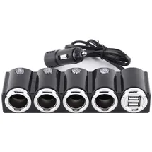 PNI Auto Feuerzeug Splitter PNI Feuerzeug 04 12V / 24V 4 Ausgänge, 2xUSB, LED-Anzeige