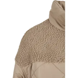 URBAN CLASSICS Winterjacke URBAN CLASSICS "Urban Classics Damen", Damen, Gr. 5XL, softtaupe, 100% Polyester, unifarben, oversize, amerikanischer Ausschnitt, Jacken Winterjacke