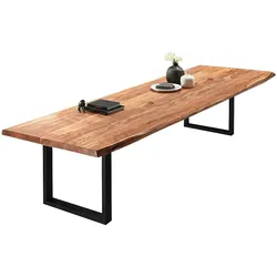 SAM® Esstisch Baumkante massiv Akazie natur 280 x 110 schwarz VALIN