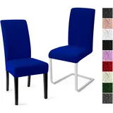 Stuhlhussen 2er Set Stuhlbezüge Moderne Stretch Stuhlhussen Universal Husse Abnehmbare Stuhlbezug Waschbarer Abdeckung Esszimmer Dekoration Spannbezug,für Hotel und Hochzeit Partys(2er Set, Blau)-C