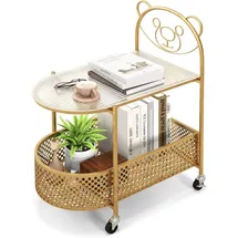 Costway Beistelltisch Gold Glas 60 x 40 x 76 cm