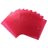 EXXO by HFP 35346 Dokumententaschen Sammelmappen Sichttaschen A4 transparent rot - Dokumentenmappe zum Abheften mit EURO-Lochung, Abheftrand, Klappe und Klettverschluss - 10 Stück, 310 x 235 mm
