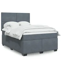 vidaXL Boxspringbett mit Matratze Dunkelgrau 160x200 cm Samt