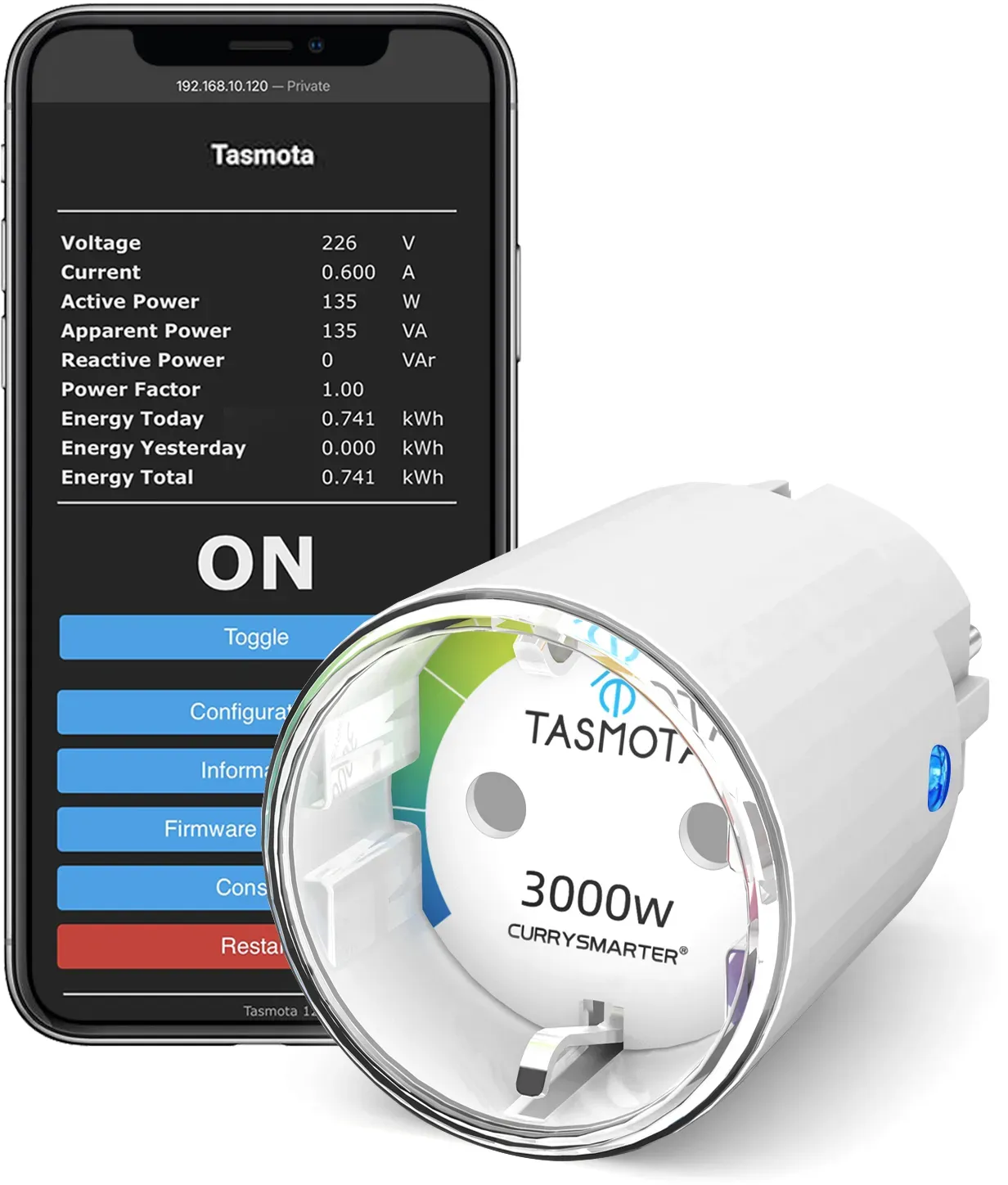 CURRYSMARTER Smart TASMOTA Mini Steckdose