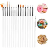 15 Stück Fondant Kuchen Bürsten Set, Kuchen Malerei Pinsel Zuckerkleber Backpinsel Werkzeug Dekorationspinsel für DIY Dekorieren Von Kuchen&keksen Und Desserts (Weiß)