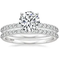 ROUGEMONT Jewellery Ring Funkelnder Moissanit Verlobungsring 2 Ringe silber 57
