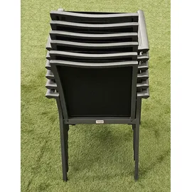 teico group 5-tlg. Alu Gartenmöbel Set anthrazit Tisch ausziehbar mit 4 stapelbaren Stühlen - Grau