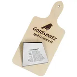 Goldspatz Spätzlereibe Goldspatz Spätzlebrett mit Spätzleschaber, Edelstahl, Goldspatz Spätzlebrett mit Spätzleschaber, Edelstahl - Rezept Eingraviert Deutsch (Schaber), (Kochset, Küchenset, Spätzleset, Schaber mit oder ohne Gravur erhältlich),