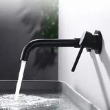 Schwarz Waschtisch Armatur Wasserhahn Bad Waschbeck Wandmontage Mischbatterie