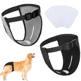 2er-Pack Hundehosen, Hundewindeln mit 6 Damenbinden, verstellbare Schutzhose für Hündinnen bei Hitze, monatliche Blutungen, wiederverwendbar, waschbar, Hygienehose für Hunde (XL-schwarz&grau)