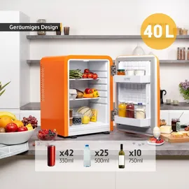 First Austria Retro Mini-Kühlschrank 40 l 56,2 cm hoch Orange