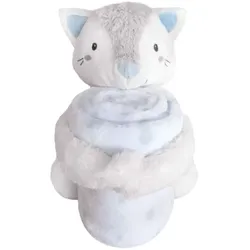 Kikkaboo Babydecke 2 in 1 Geschenkset Kuscheltier 25 cm Kuscheldecke 100 x 70 cm blau