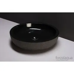 Forzalaqua Stein Waschbecken, VERONA XL GRANIT GEBRANNT POLIERT Ø50X12CM
