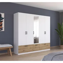 Rauch Drehtürenschrank Bari 225 x 210 x 54 cm Weiß/Eiche Artisan