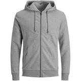 JACK & JONES Basic Reißverschlusspullover Light Grey Melange / Regular Fit XL