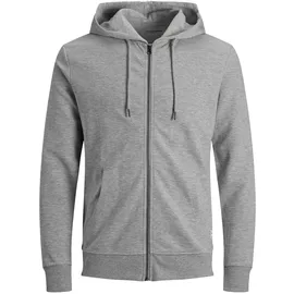 JACK & JONES Basic Reißverschlusspullover Light Grey Melange / Regular Fit XL