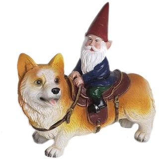 Stronrive Frecher Gartenzwerg Harz Garten Dekoration Lustig Gartenzwerg Figuren Deko für die Gartendekoration (REIT A Corgi)