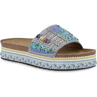 VAN HILL Damen Pantoletten Plateau Strass Trendy Schuhe 214462