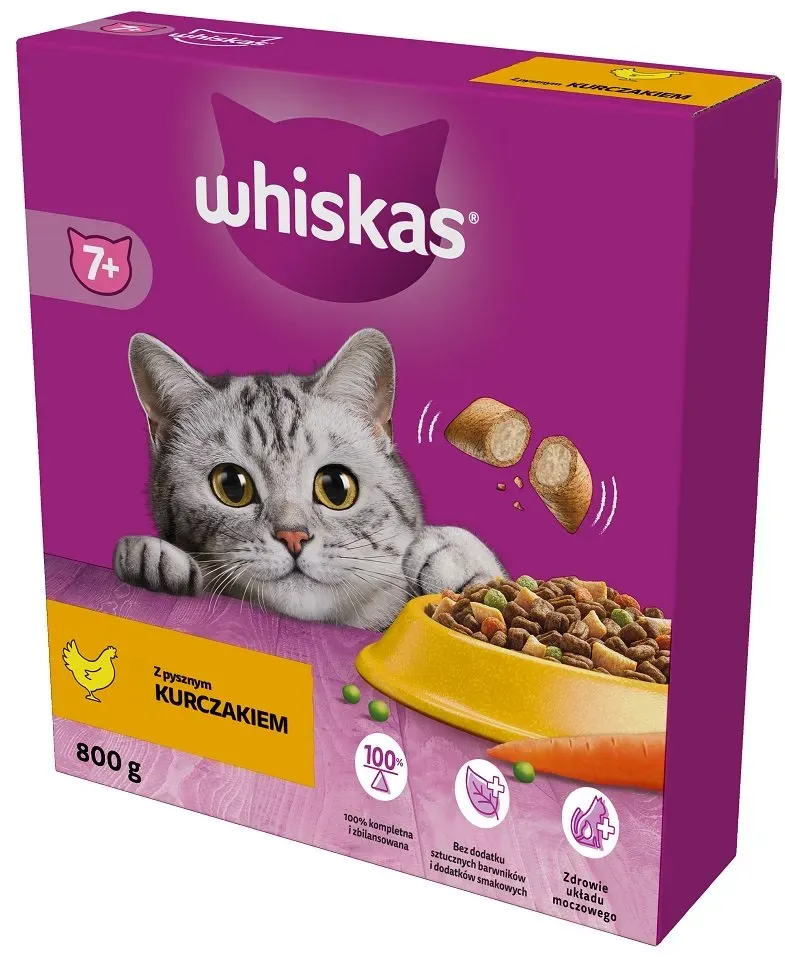 WHISKAS Senior Trockenfutter mit leckerem Huhn 5x800g