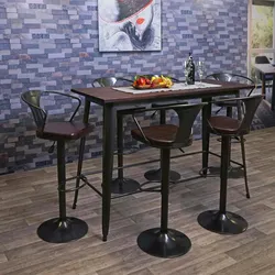 Mendler Bartisch HWC-H10, Hochtisch Tresentisch, Industrie-Design Ulme Holz MVG-zertifiziert 106x147x60cm vintage schwarz-braun