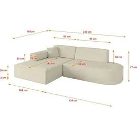 altdecor Ecksofa Ottomane Links IREA-L1-v4 232x165x77 cm Beige